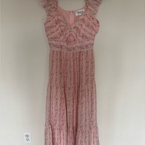 Trixxi Blush Pink Floral Tiered Maxi Dress